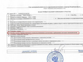 Нажмите для увеличения. Пример кадастрового паспорта земельного участка с неустановленными границами. 
